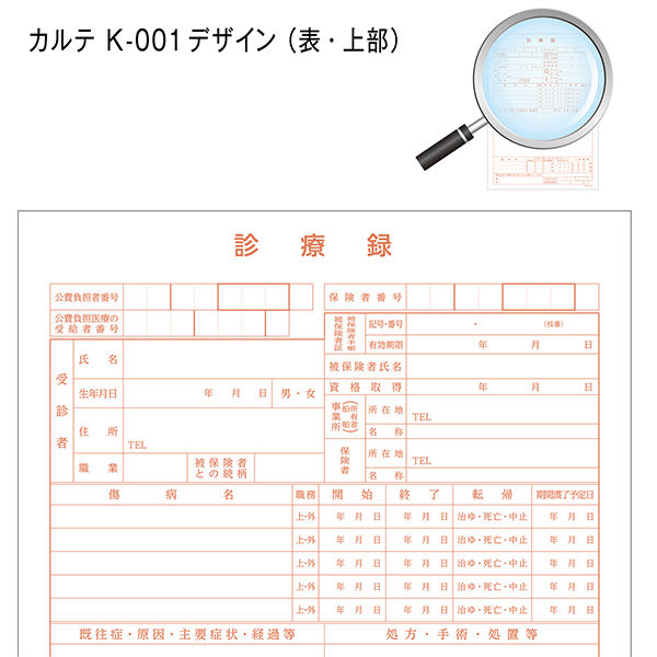 金鵄製作所 カルテ 1号(診療録) A4 社保 kー001 500枚 41012-101 1箱