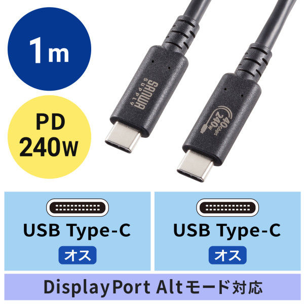 サンワサプライ USB40Gbps(USB4 Gen3)Type-C ケーブル KU サンワサプライ USB40Gbps(USB4 Gen3)Type-C ケーブル KU