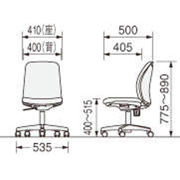 軒先渡し】ライオン事務器 オフィスチェアー アームレス 布張り