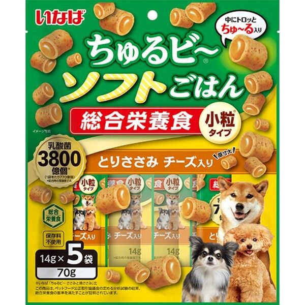 アウトレット】いなば ちゅるビ～ソフトごはん 犬 とりささみ チーズ入り 総合栄養食 （14g×5袋）2袋 ドッグフード - アスクル