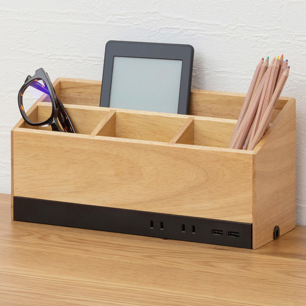 トップランド 天然木 収納ボックス デスクオーガナイザー ペン