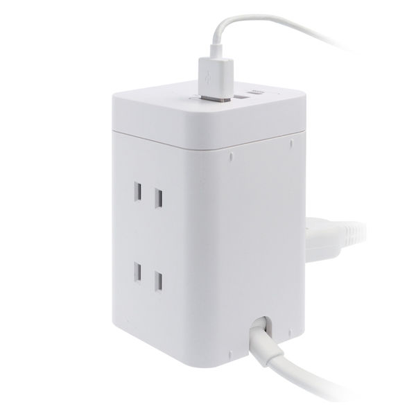 磁気研究所 コンパクトサイズ タワー型電源タップ HD-AC6U3WH 1