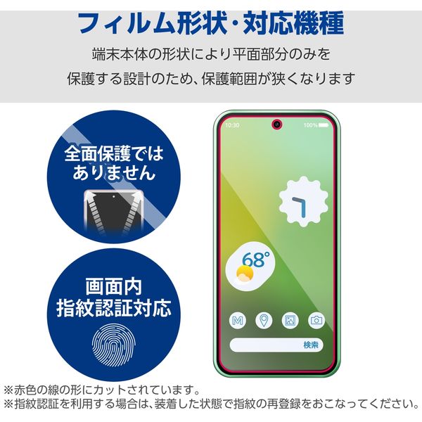 Google Pixel 8a ガラスフィルム 指紋認証対応 アンチグレア PM-P241FLGGM エレコム 1個（直送品） アスクル