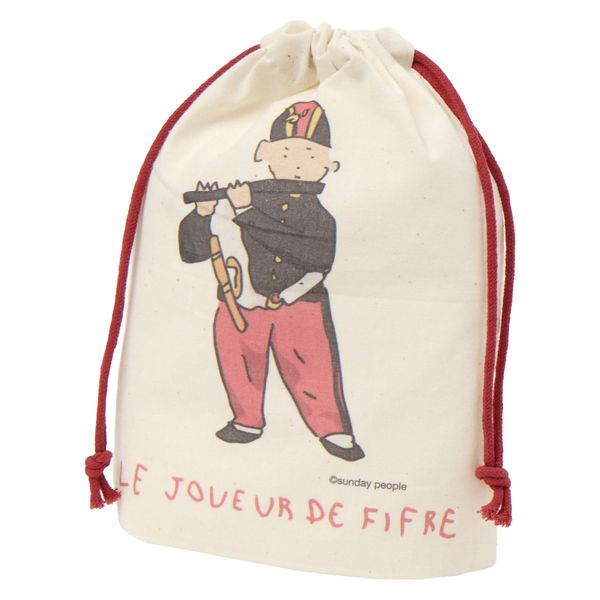 世界の名作）マチ付き巾着ポーチ 笛を吹く少年 1セット（2個） LAKOLE