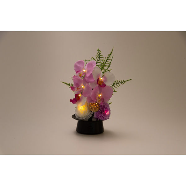【激安アウトレット!】 LEDライト胡蝶蘭 新庄 仏花 アスクル - 1個（直送品） a31527 紫 フラワー・リース