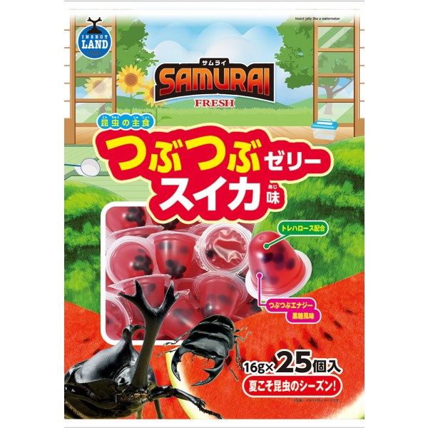 【アウトレット】昆虫ゼリー SAMURAIFRESH つぶつぶゼリースイカ味 16g×25個入 1セット（1袋×2）マルカン