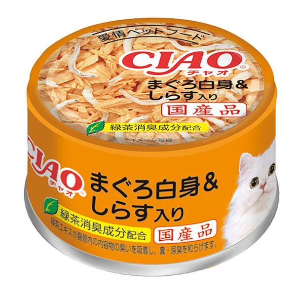 いなば CIAO チャオ キャットフード 猫 ホワイティ まぐろ白身＆しらす入り 国産 85g 48缶 キャットフード 猫用 缶詰 - アスクル