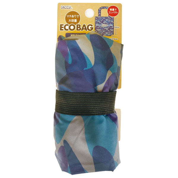 ヤマショウ ゴムでまとまるエコバッグ 撥水加工 迷彩ブルー YOS-001MBL