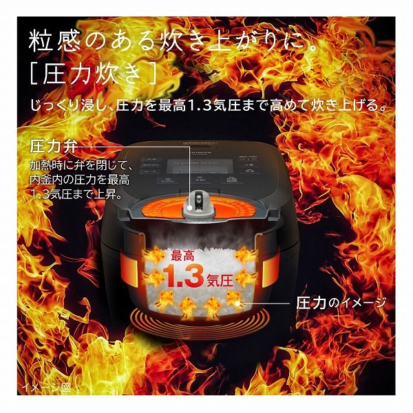 日立 炊飯器 RZ-A100HJ H チャコールグレー 5.5合 圧力IHタイプ 日本製 蒸気セーブ