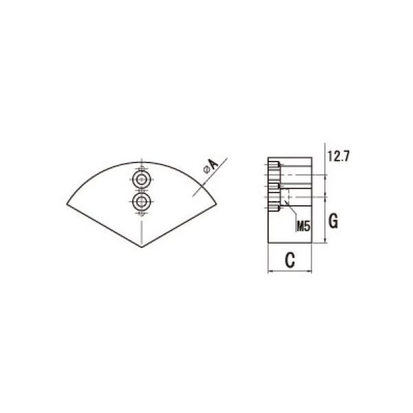 ジーネット 北川鉄工所 エアチャック用 RーKPC80/ALRーKPC80 円形生爪(鉄/アルミ) ALR-KPC4-H19 1組（直送品）