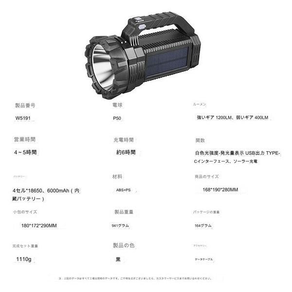 アスコ ソーラー充電式懐中電灯W5191 C1000450 1台(直送品 アスコ ソーラー充電式懐中電灯W5191 C1000450 1台(直送品