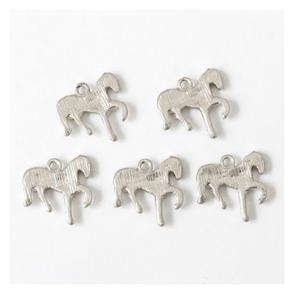 日本紐釦貿易 ヴィンテージ風チャーム 馬 5個 シルバー KE-CH-9S 1