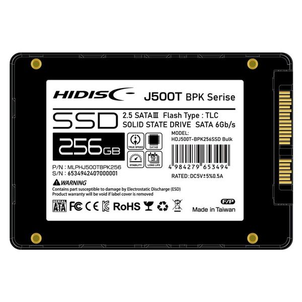 2.5インチ SATA3 内蔵用SSD キオクシアNAND固定TLC 256GB HDJ500T-BPK256SSD Bulk 1個（直送品） -  アスクル