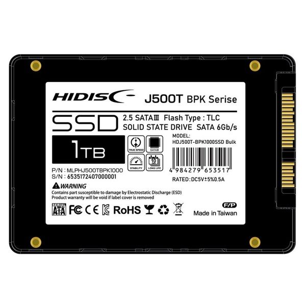 2.5インチ SATA3 内蔵用SSD キオクシアNAND固定TLC 1TB HDJ500T-BPK1000SSD Bulk 1個（直送品） -  アスクル