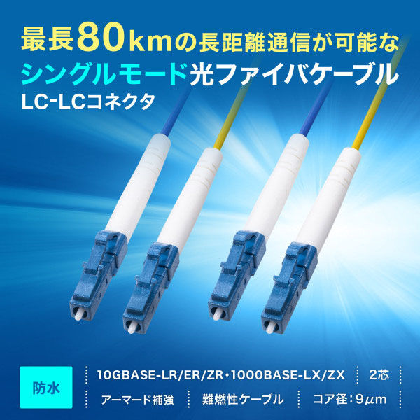 変換アダプター　補強品 サンワサプライ 防水ロバスト光ファイバケーブル（シングル9μm