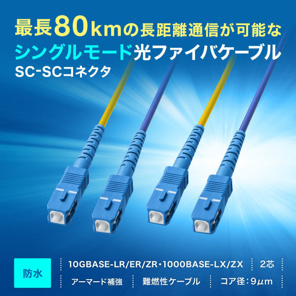 あお＊＊＊ サンワサプライ 防水ロバスト光ファイバケーブル（シングル9μm