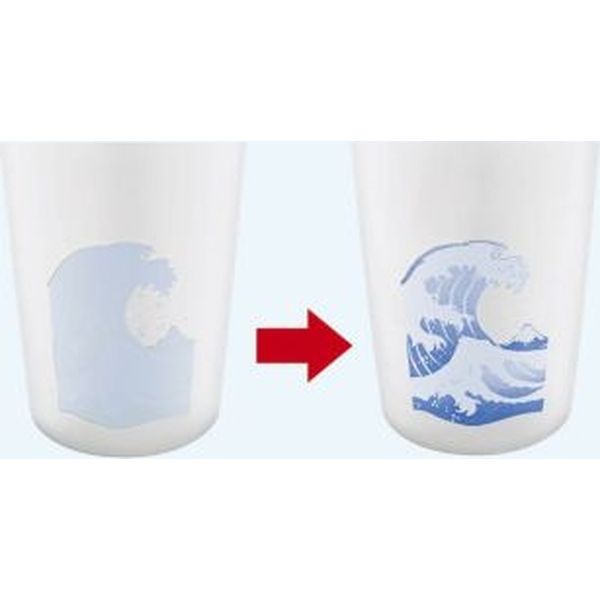 カクセー 絵柄の色が変わる感温ステンレスタンブラー 420ml 波に