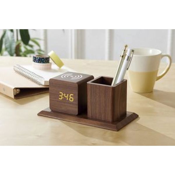カクセー ペンホルダー付ワイヤレス充電クロック 6193 1個（直送品