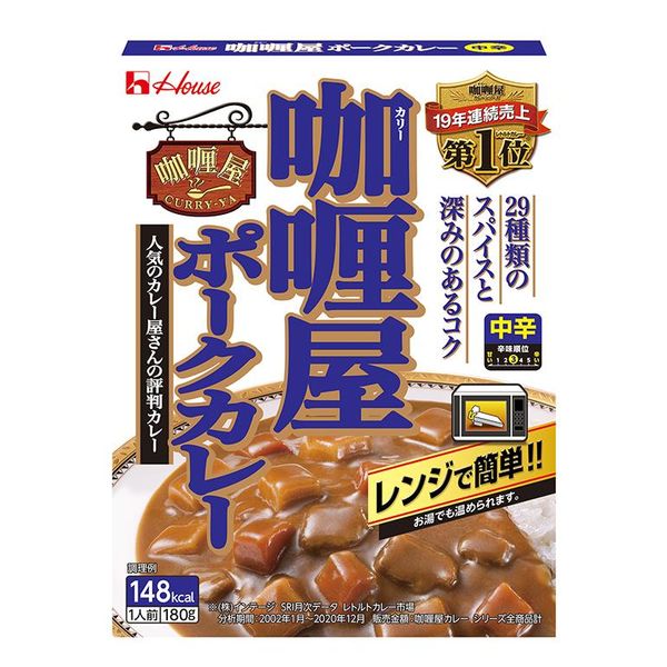 レトルトカレー カリー屋ポークカレー 中辛 1人前180g 148kcal 1セット（7個） レンジ対応 ハウス食品 - アスクル