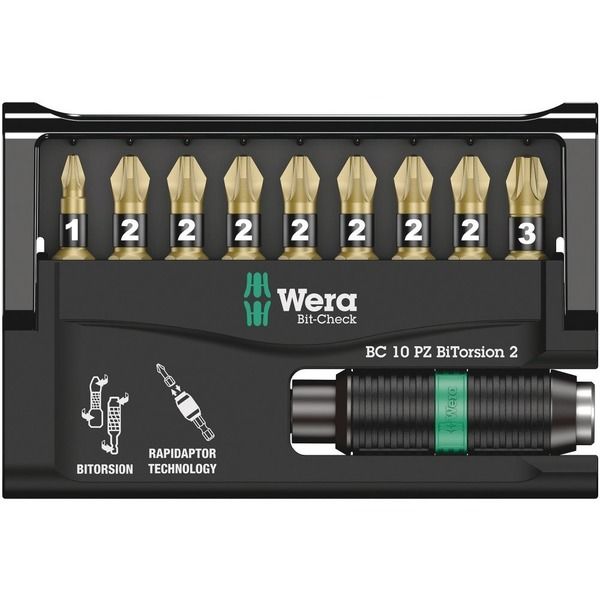 Wera Werk ヴェラ 10点組 ビットチェック バイトーション ビットセット 347153 1セット（直送品） - アスクル