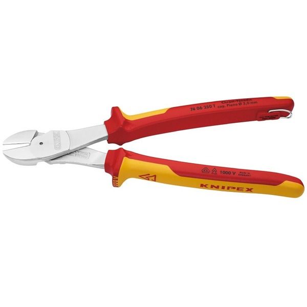 KNIPEX クニペックス 絶縁強力斜ニッパー 落下防止 7406ー250TBK
