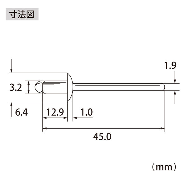 ロブスティック　ブラインドリベッター ロブテックス ブラインドリベット(1000本入) NS46A 1箱（直送品