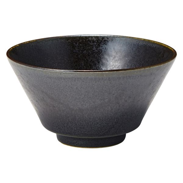 No4110 黒釉二彩大皿　陶印有　直径45.5cm 飾皿　陶磁器　送料無料 無印良品 美濃焼 飯碗 黒釉 約直径12.7cm 1セット（1個×5） 良品
