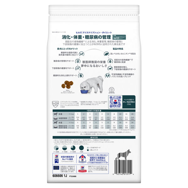 ヒルズ　プリスクリプションダイエット　消化・体重・糖尿病管理 w/d小粒 3kg w/d 小粒 チキン 消化/体重/糖尿病管理 犬用 特別療法食