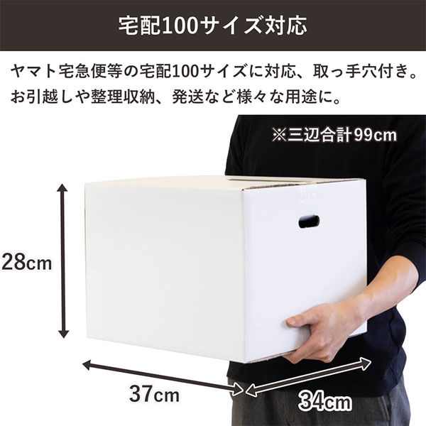 シモジマ 100サイズ白ダンボール 手穴 37×34×28cm 4571689032928 1