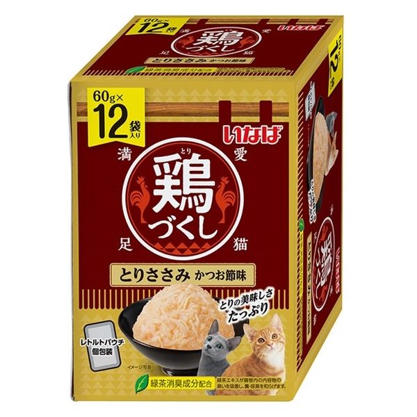 いなば 鶏づくし とりささみ かつお節味（60g×12袋入）1セット（1箱×3）キャットフード - アスクル