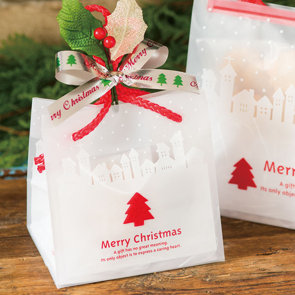 ヘッズ クリスマススノータウンギフトバッグー2 XST-2B 1袋(10枚) - アスクル NEBURORA グリッターティッシュペーパー 包装用 50x66cm ホワイトグリーン レッド クリスマスギフトラッピングブーケ用