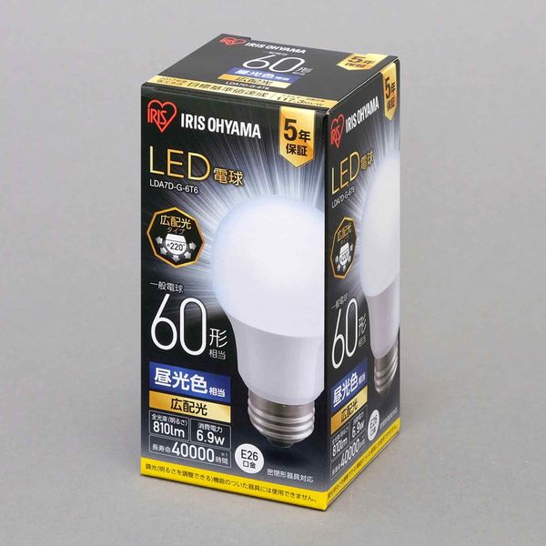 アイリスオーヤマ LED電球 E26 広配光 60形相当 昼光色 LDA7D-G-6T6 1