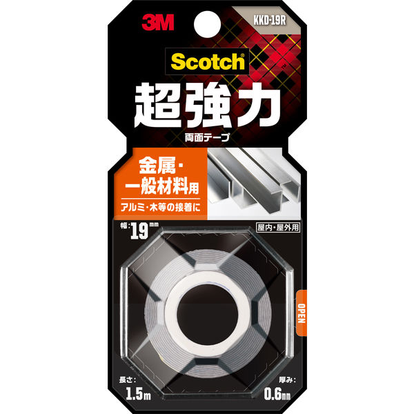 金属・一般材料用 超強力両面テープ KKD-19R 幅19mm×長さ1.5m スコッチ