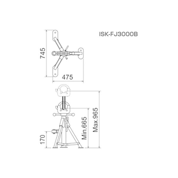 折りたたみ式ケーブルジャッキ ISK-FJ3000B 1個 育良精機（直送品）