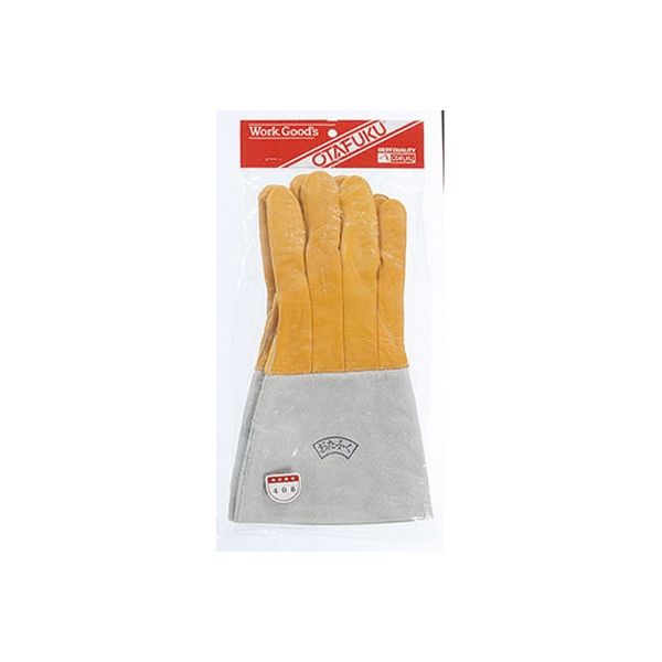 おたふく手袋 #408 牛床革 溶接用コンビ5本指タイプ 1双（直送品