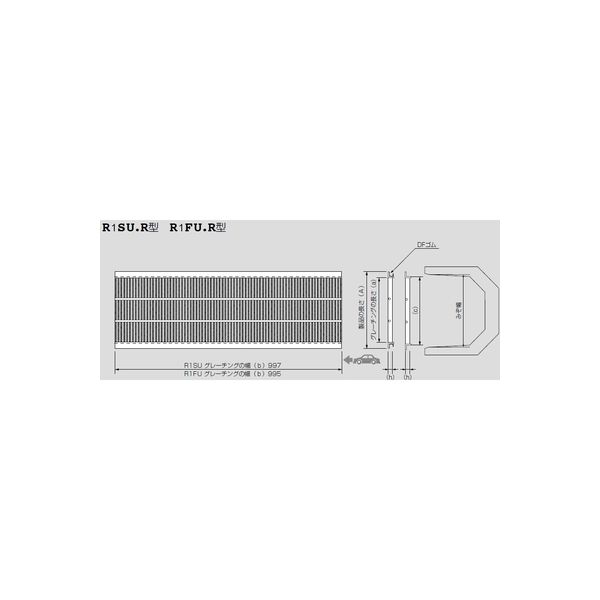 ダイクレ スチールグレーチングU字溝(細目) T-6 ゴム付 R1SU19R18 1個（直送品） - アスクル