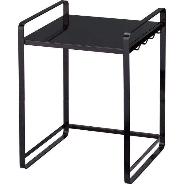 【未使用】山崎実業レンジ台（ブラック）／奥行37×幅45×高さ13.5cm Amazon｜山崎実業(Yamazaki) レンジフード調味料ラック 3段