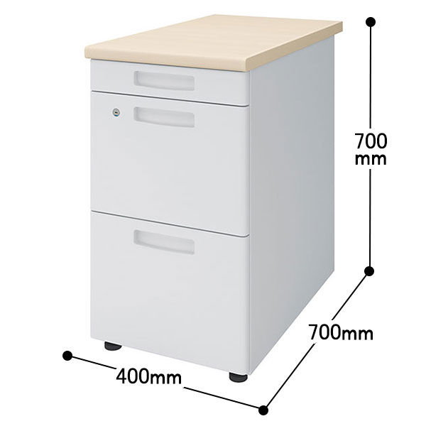 コクヨ インベントデスク INVENT 脇机 幅400×奥行700×高さ700mm ホワイトナチュラル/ホワイト TKG-E47SAWM10N 1台