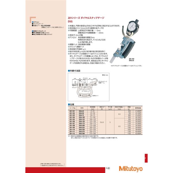 ミツトヨ（Mitutoyo） ダイヤルスナップゲージ DSG-50 201-102 1個