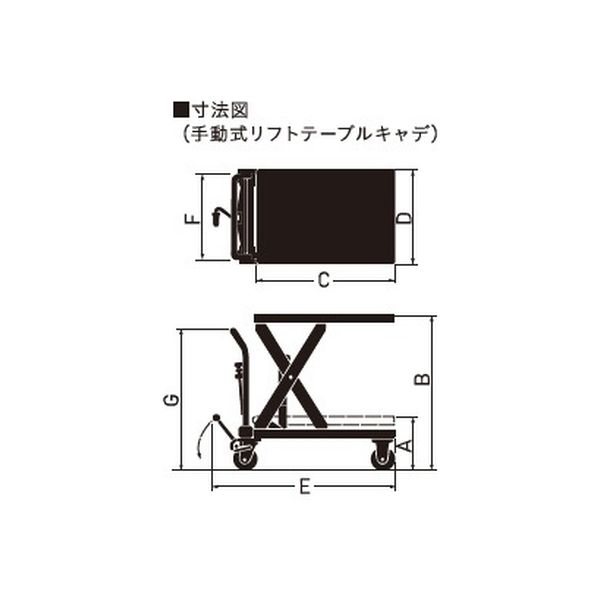 をくだ屋技研 リフトテーブルキャデ LTX-H100-6 1個（直送品）