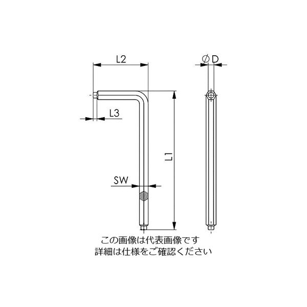 エスコ 6x 90mm パイロットリセス付ボルト用六角棒レンチ EA573GR-6 1セット(20本)（直送品） - アスクル