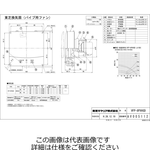 東芝 8CMぴたパネ湿度センサー VFPー8PXHSD VFP-8PXHSD 1台（直送品） - アスクル