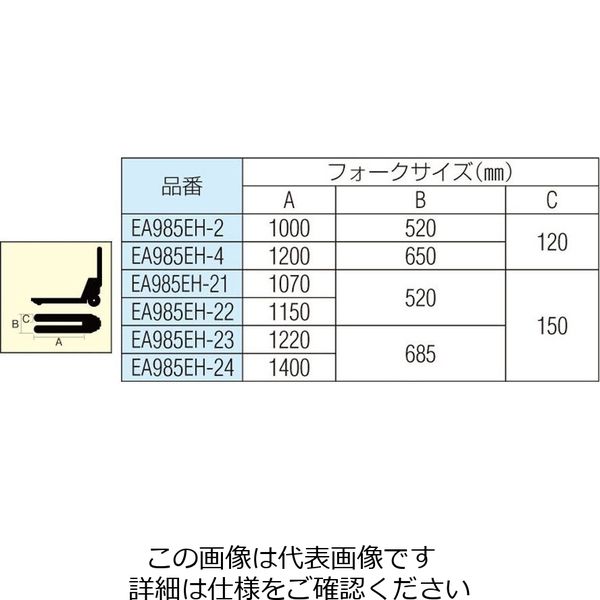 エスコ 1.0ton/1，200mm ハンドパレットトラック(低床型) EA985EH-4 1台（直送品） - アスクル