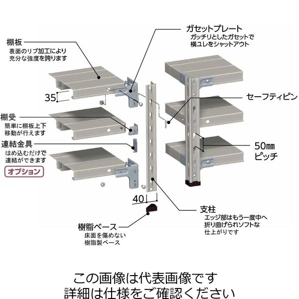 山金工業 ボルトレス軽量ラック150kg/段 1.5S4460ー3W 1.5S4460-3W 1台