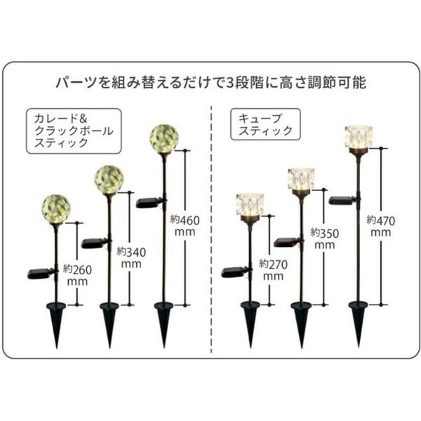 キシマ キューブ スティック ソーラーガーデンライト Cube KL-10389 1