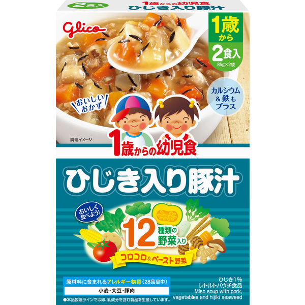 グリコ 1歳からの幼児食 ひじき入り豚汁 170g(85g×2袋) × 12個 12ヵ月