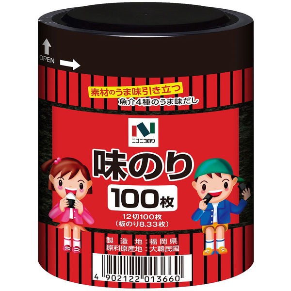 ニコニコのり 味付のり卓上 12切100枚 3個 海苔 - アスクル