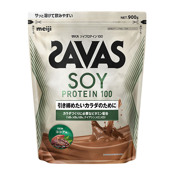 プロテイン ザバス(SAVAS) ソイプロテイン100 ココア味 900g 3袋 明治 