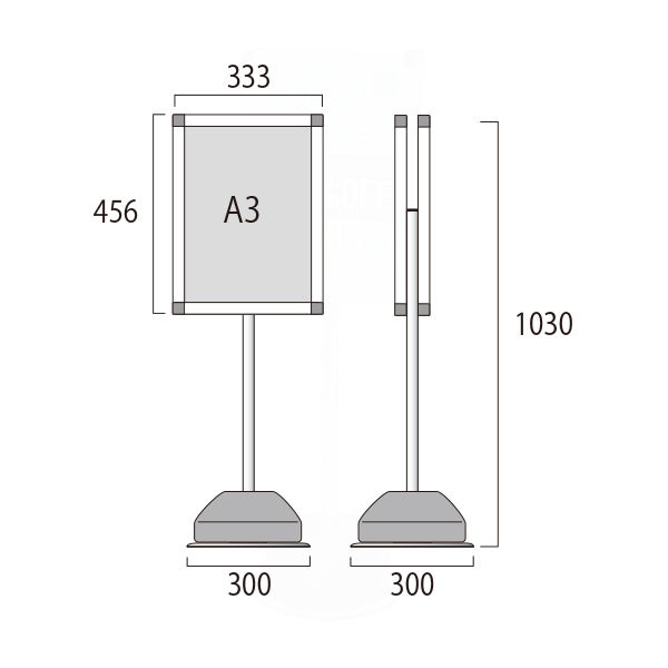 常磐精工 屋外ポールサインスタンド A3両面 シルバー OPSS-A3R 1台（直送品） - アスクル