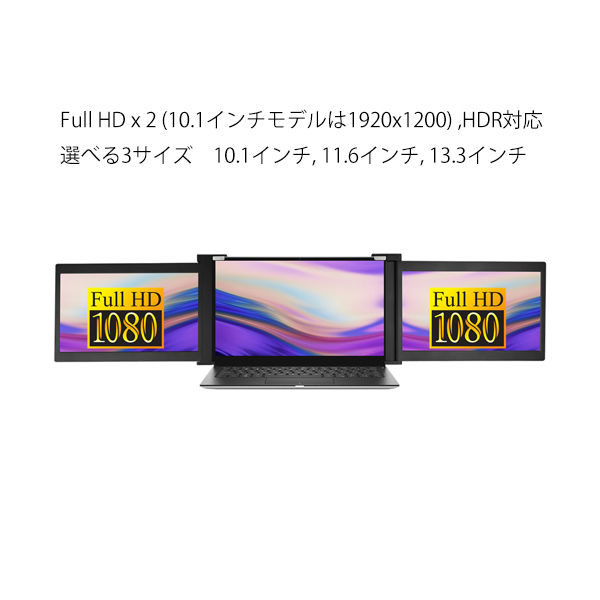 JAPANNEXT 2画面モバイルモニター 11.6インチ USB-C接続 JN-TRI-IPS116FHDR 1台（直送品）